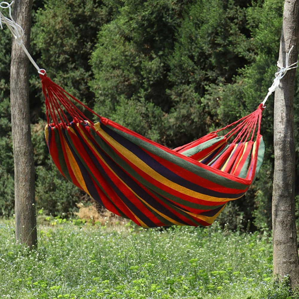 280x100cm Canvas Single Hammock Outdoor Leisure Portable Multi-Functional Hammocks Stripe Swing for Camping Travel