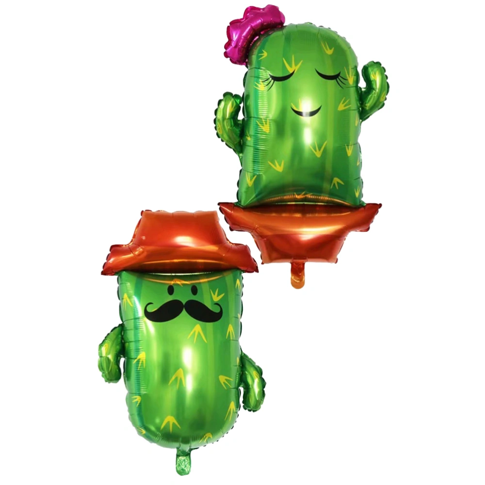 2pcs Festival Party Balloons Cactus Shape Aluminium Film Balloons Party Supplies