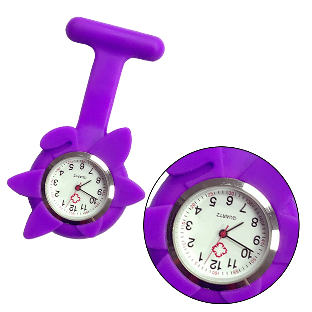 Sunflower Shaped Medical Hanging Watch Silicone Pocket Watch Doctor Nurse Watch Purple