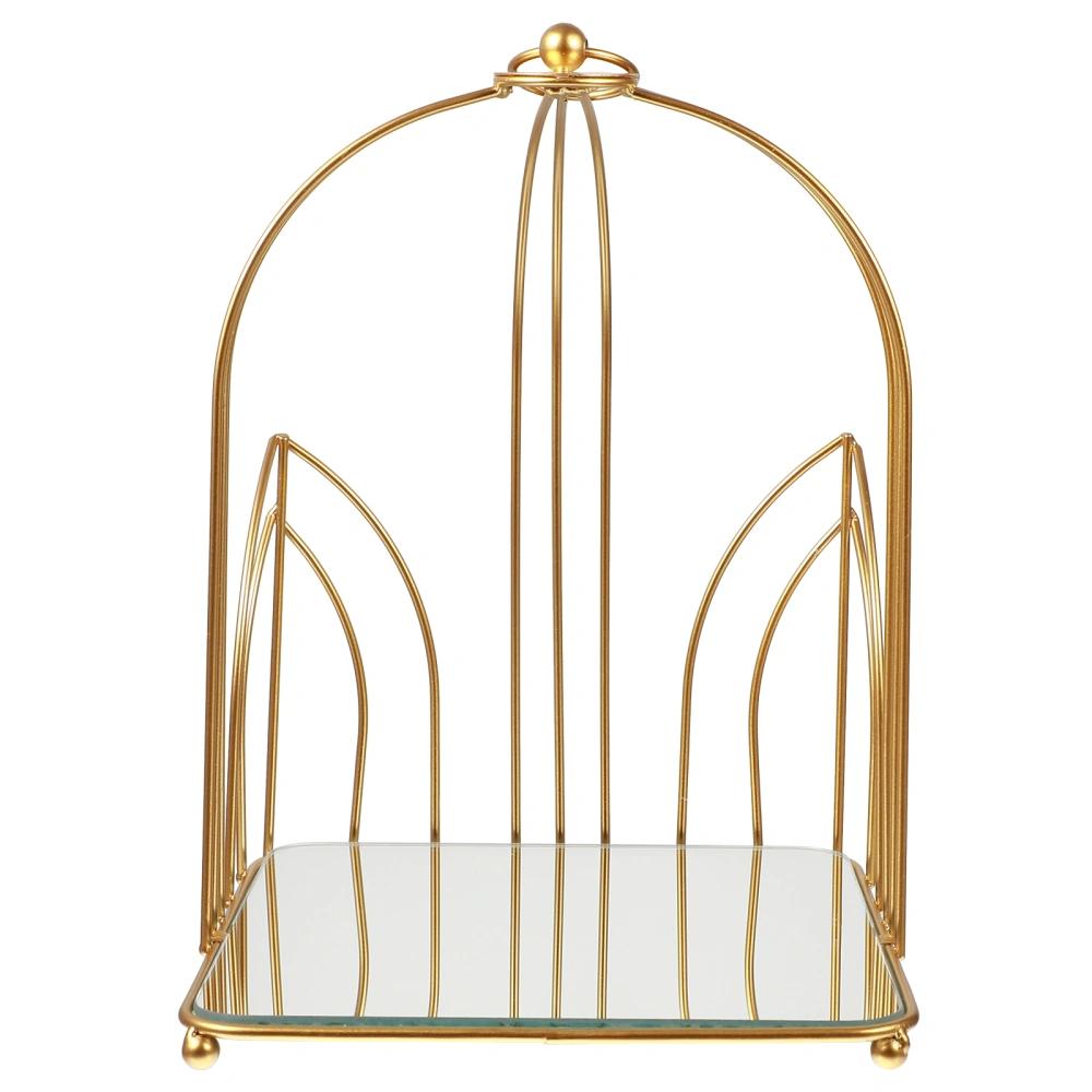 1Pc Bird Cage Design Desktop Cosmetic Storage Rack Desk Makeup Organizer (Small)