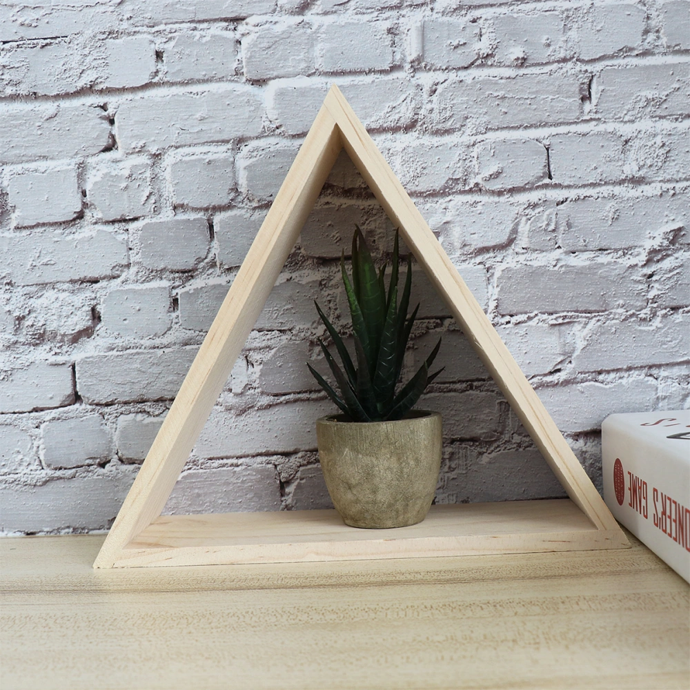 Hollowed Simple Shape Triangle Shelf Home Daily Storage Use Shelf Pinewood Hand-made Home Decoration Tool