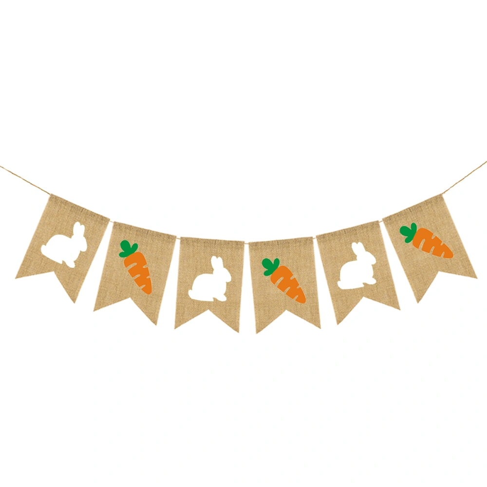 Easter Party Banner Decoration Imitation Linen Swallowtail Flag Rabbit Radish Printing Streamer Letter Banner Flag Festival Party Decoration (Rabbit Radish Swallowtail Banner)