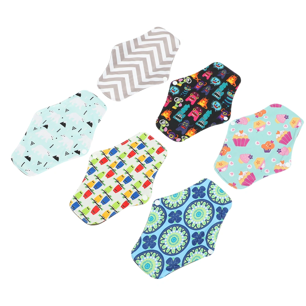 6Pcs Reusable Sanitary Pads Washable Menstrual Pads Absorbent Panty Liners Female Supplies