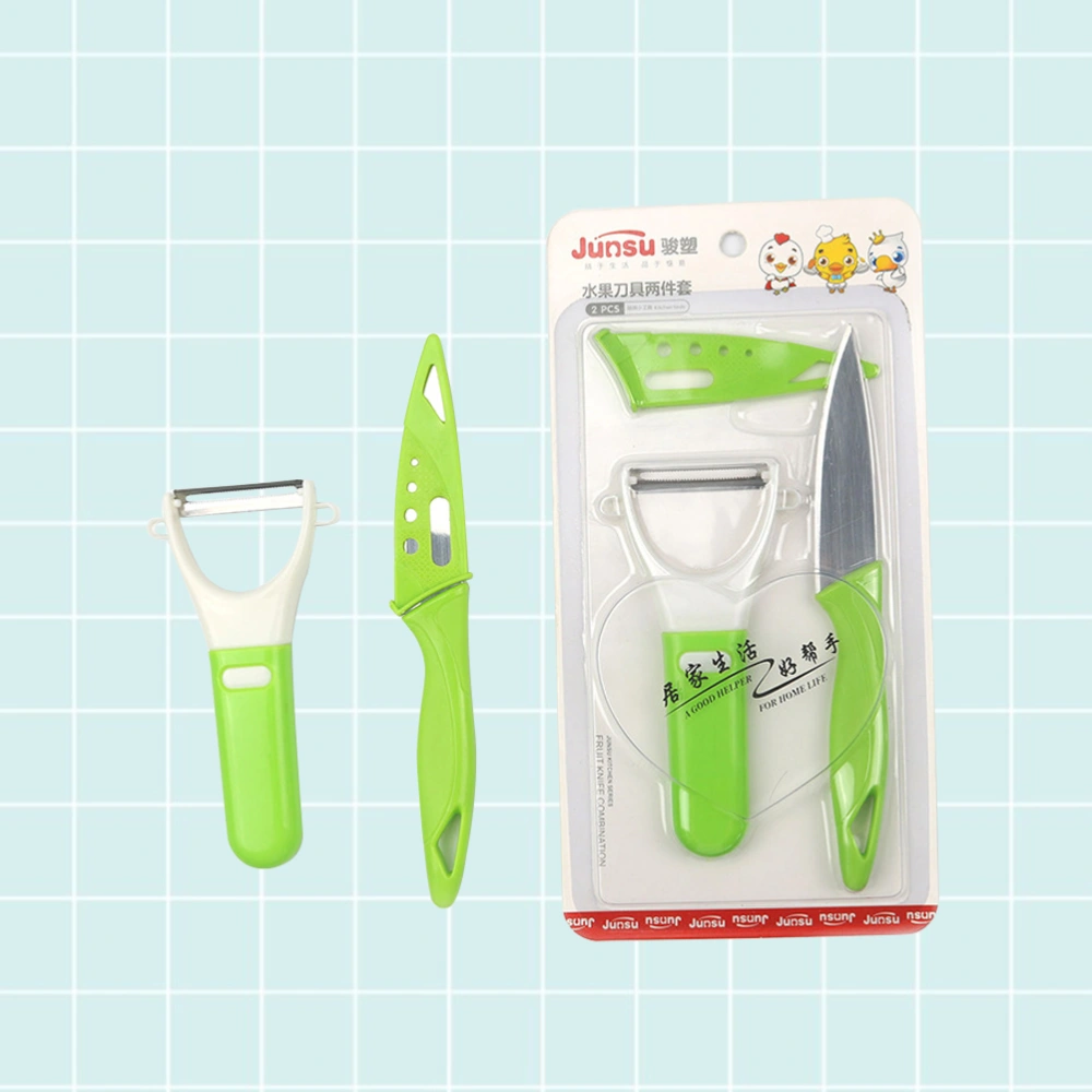 2 Pcs Multifunctional Stainless Steel Vegetable Fruit Peeler Cutter Kitchen Tools (Green)