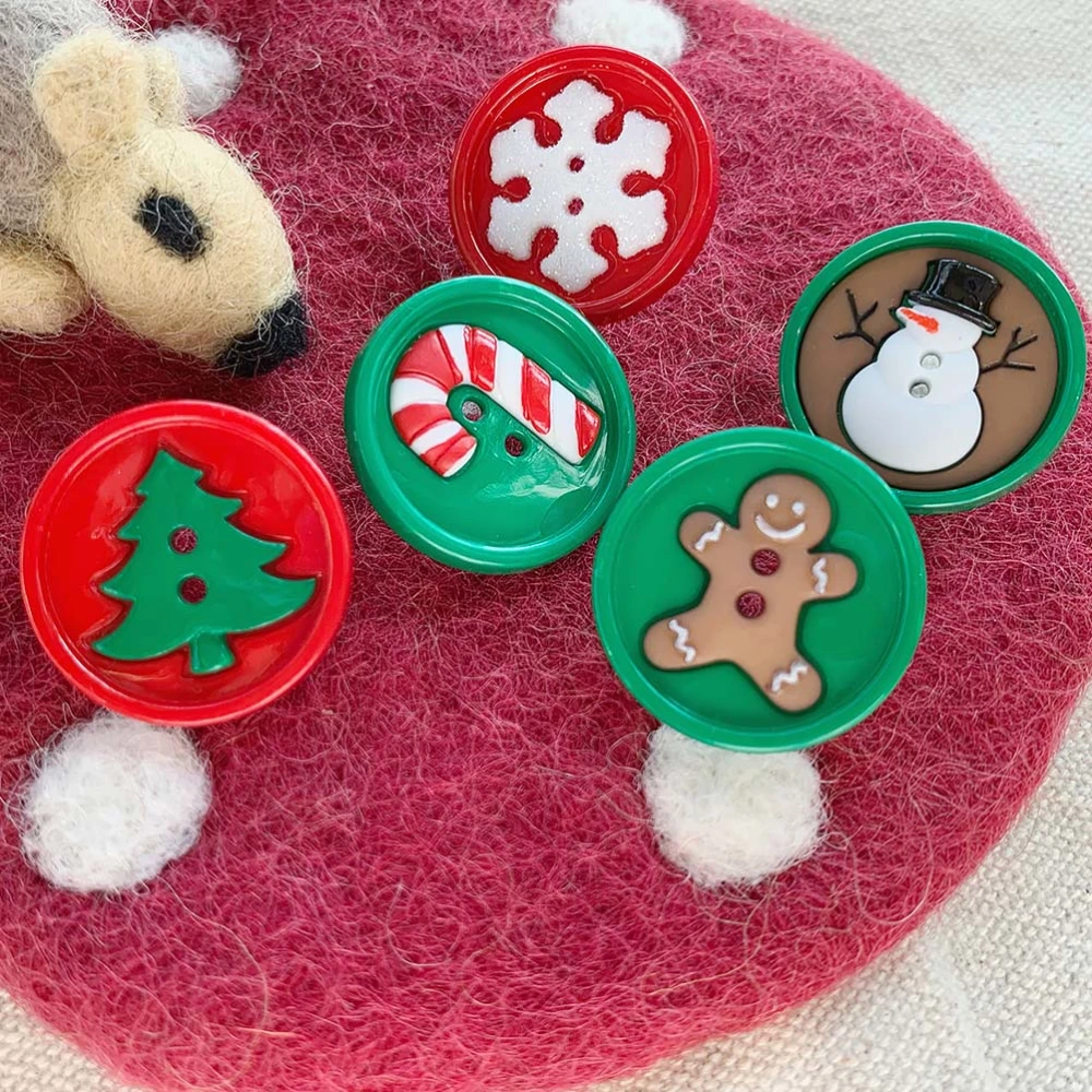 30 Pcs Small And Exquisite Christmas Themed Decorative Buttons for DIY (Assorted Color)