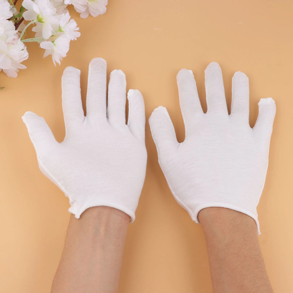 12 Pair White Cotton Gloves Lightweight Protective Working Gloves for Industrial Labor Gardening Etiquette (Medium Thick Free Size)