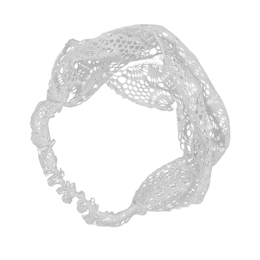 2pcs Headband Wide Floral Lace Stretchy Hair Bands Delicate Headwear for Women Lady Girls (Grey)