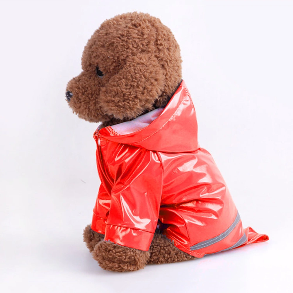 Fashion Pet Rainy Days Slicker Pet Rain Light-reflecting Dog Hooded Raincoat - Size S (Red)