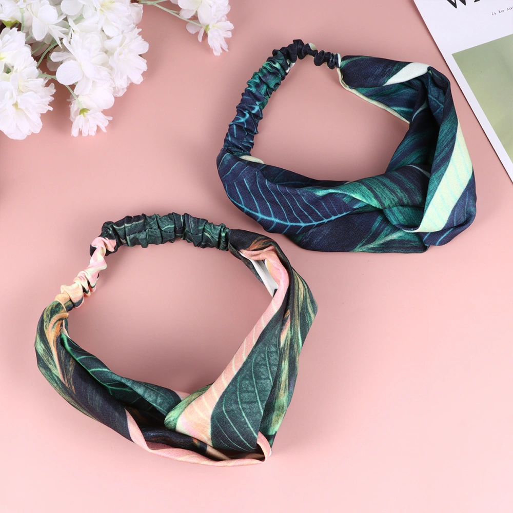 3pcs Lovely Girls Knotted Printed Headbands Elastic Hair for Fashion Headwear Makeup Face Washing (Assorted Color)