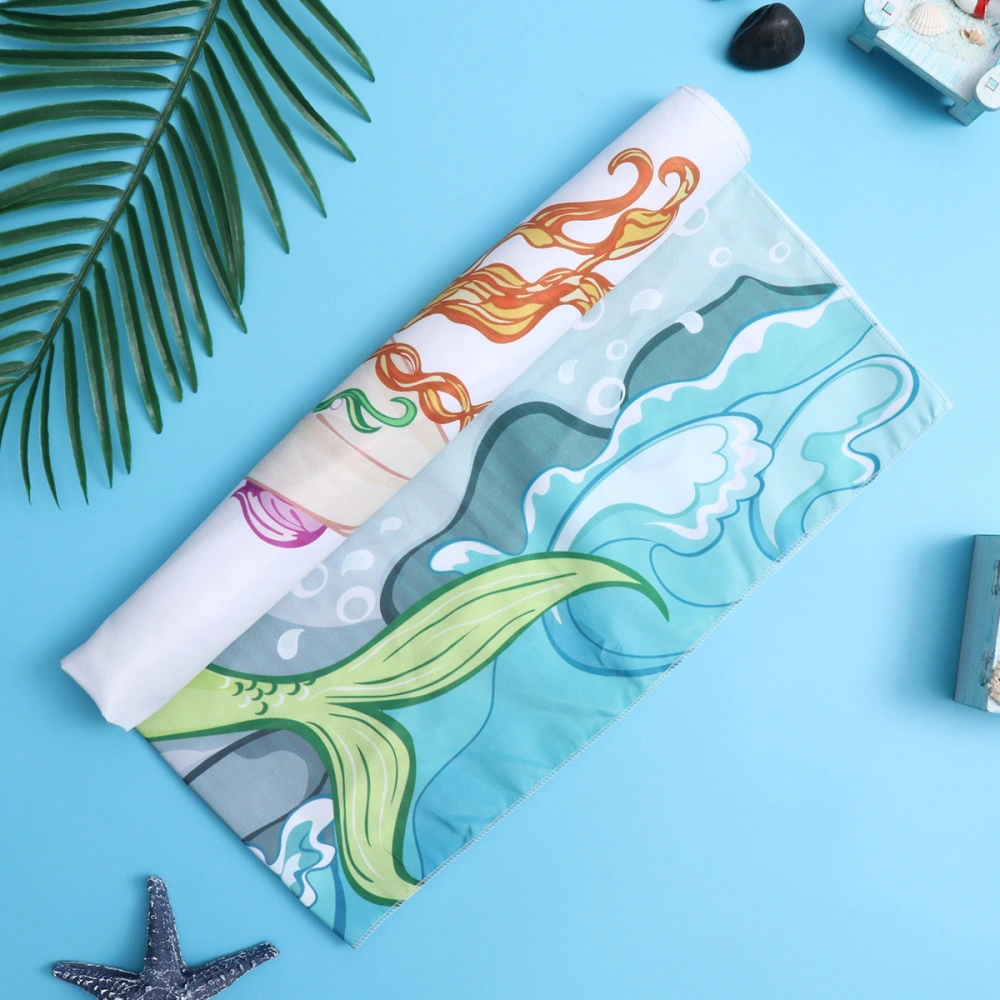 Cartoon Mermaid Wall Hanging Tapestry Background Hanging Carpet Creative Wall Ornament for Bedroom Living Room (75 x 90cm)