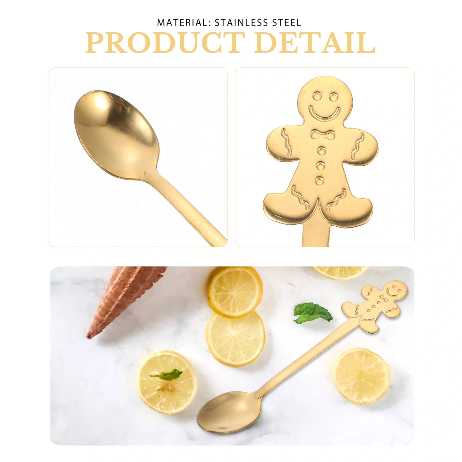 12pcs Stainless Steel Scoops Christmas Gift Spoons Portable Cutlery (Assorted Color)
