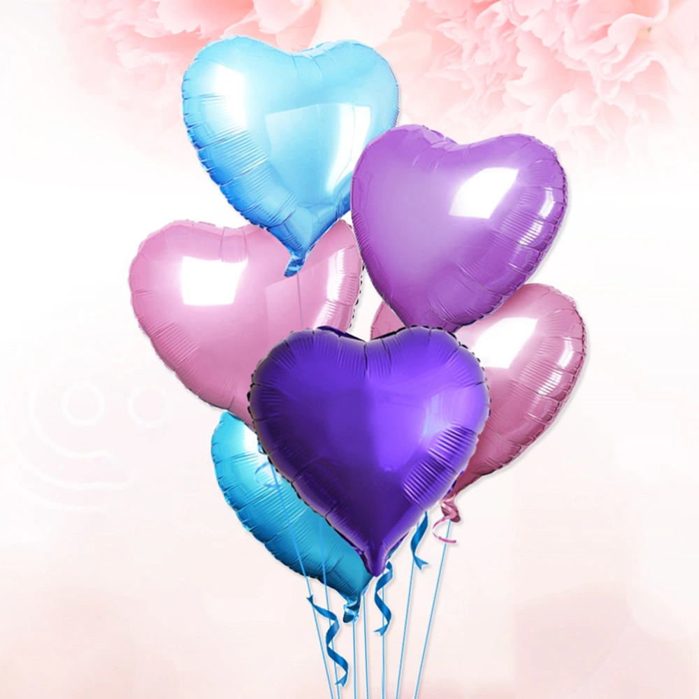 25pcs 18Inch Multicolor Heart Shape Aluminum Film Balloons Wedding Decoration Love Helium Balloon Party Supplies(each 5 of Pearl Blue, Pearl Pink, Light Blue, Dark Purple, Pearl Purple)