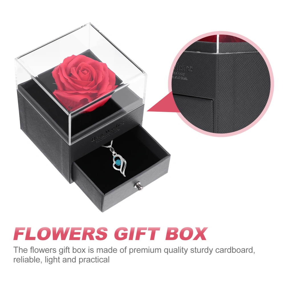 Valentine's Day Gift Pendant Chain with Rose and Flower Case Festival Present