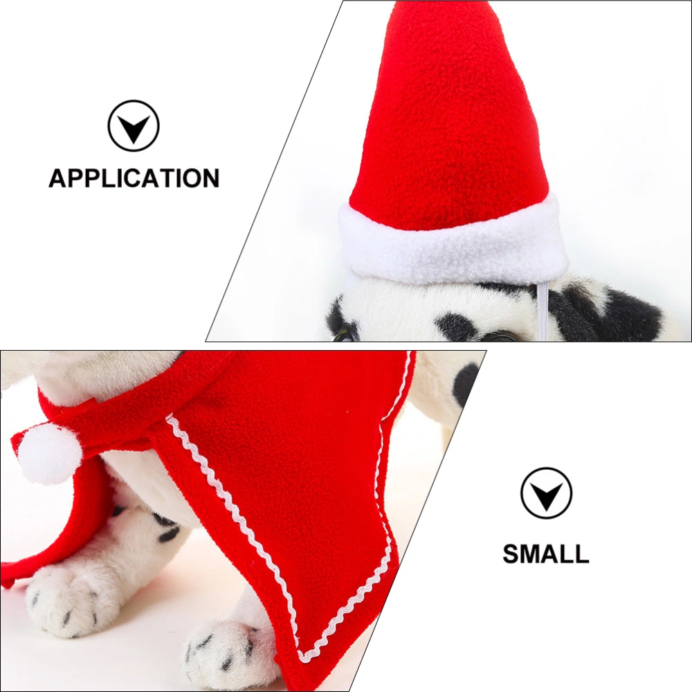 1 Set of Pet Christmas Costume Dog Cat Hat Cloak Pet Cosplay Clothes Pet Cape