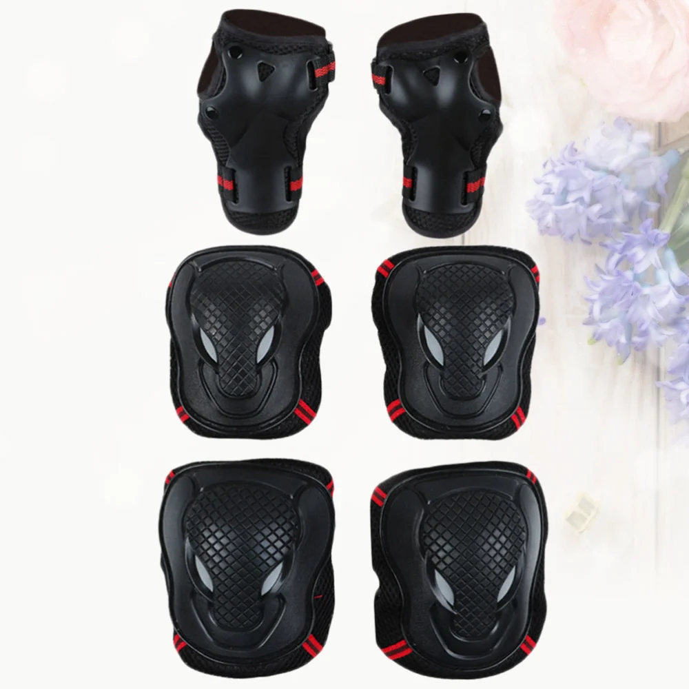 1Set Knee Protector Hand Protection Elbow Pad Kneepad Off-Road Cycling Guard Skateboard Outdoor Sports Protection Size L for 60 to 80 KG (Black and Red)