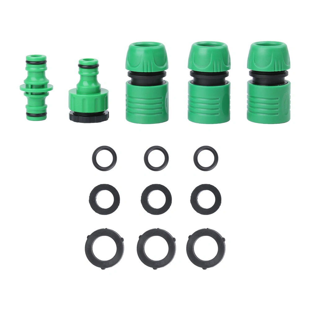 1 Set of Plastic Watering Hose Quick Connector Extendable Water Faucet Coupling Joint Set (Green)