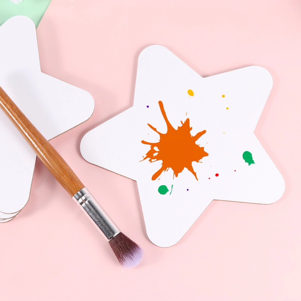 5 Pcs Simulation Round Star Shape Cotton Drawing Board Thicken Art Painting Board Artist Paper Board Oil Paint Canvas Sketchpad (White)