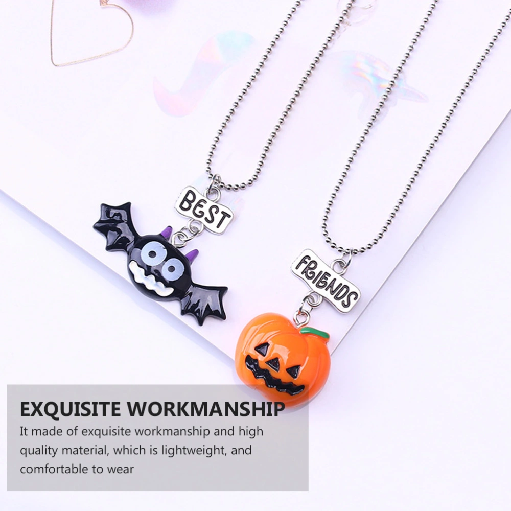 Halloween Pumpkin Shape Pendant Necklace Cartoon Bat Necklace for Children