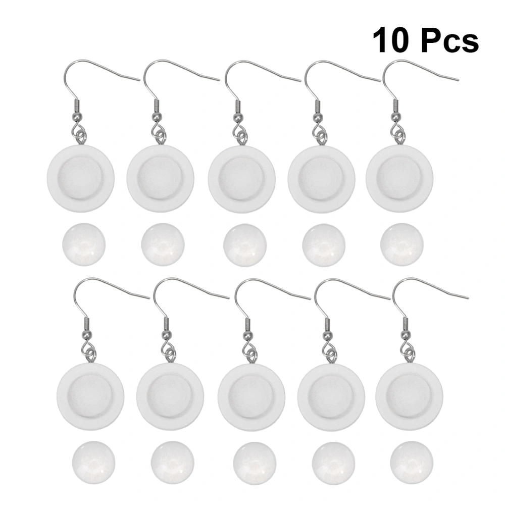 10pcs 12MM DIY Earring Accessories Earring Bezel Wooden Ear Trays Round Bases for Jewelry Making Crafts with 10pcs 12 mm Glass Sticker(White)