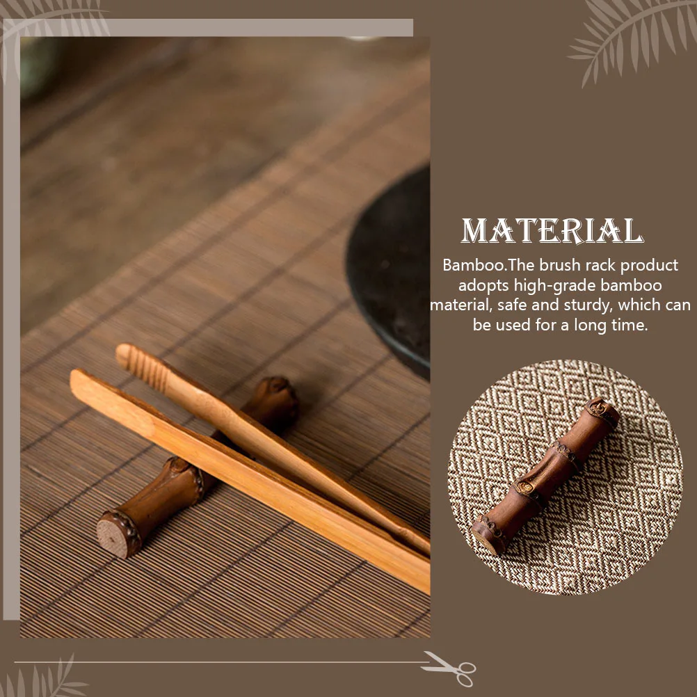 Chinese Tea Set Brush Holder Retro Bamboo Pen Rack for Home Office Tearoom