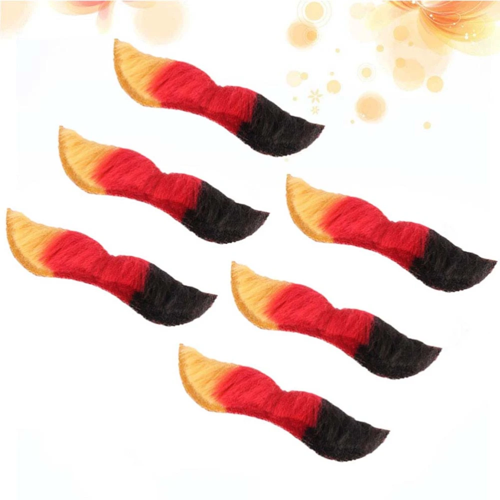 6pcs Germany National Flag Mustache Fake Costume Beard for  Carnival Festival Halloween Cosplay