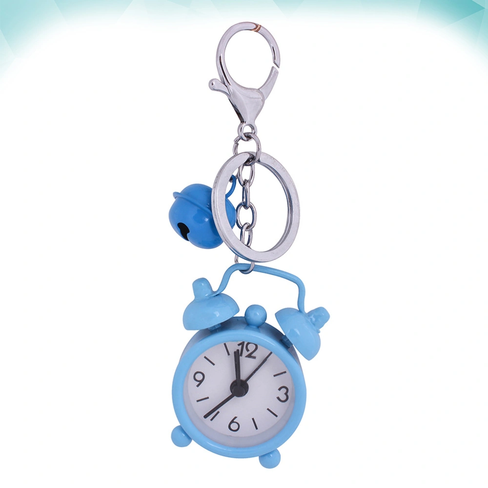 1PC Mini Clock Keychain Alarm Clock Keyring Creative Key Holder Bag Pendant Gift Key Chain for Students Sky-blue