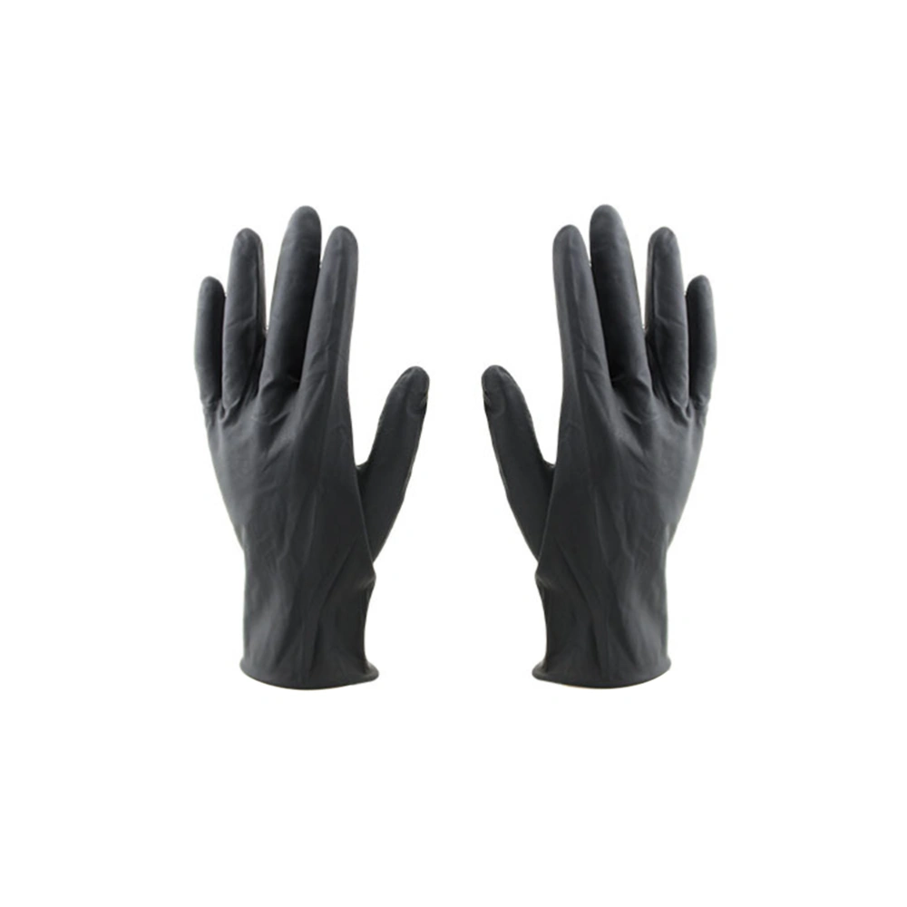 10Pcs Hair Salon Laboratory Gloves Reusable Latex Gloves Salon Hair Color Dye Gloves Medium Size (Black)