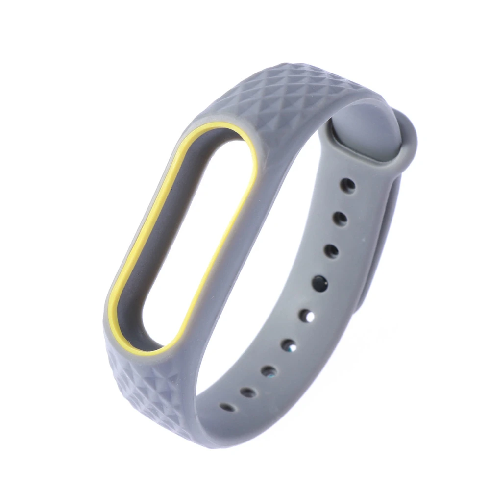 Fashion Replacement Two-color Silicone Wriststrap for Miband 2 Xiaomi 2 Smart Bracelet (Grey and Yellow)