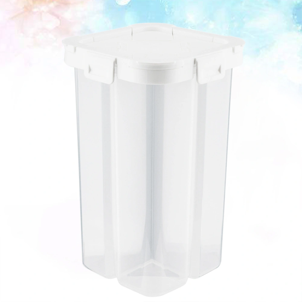 4-grid Transparent Grain Storage Pot Plastic Cereal Container Sealed Refrigerator Crisper (White)