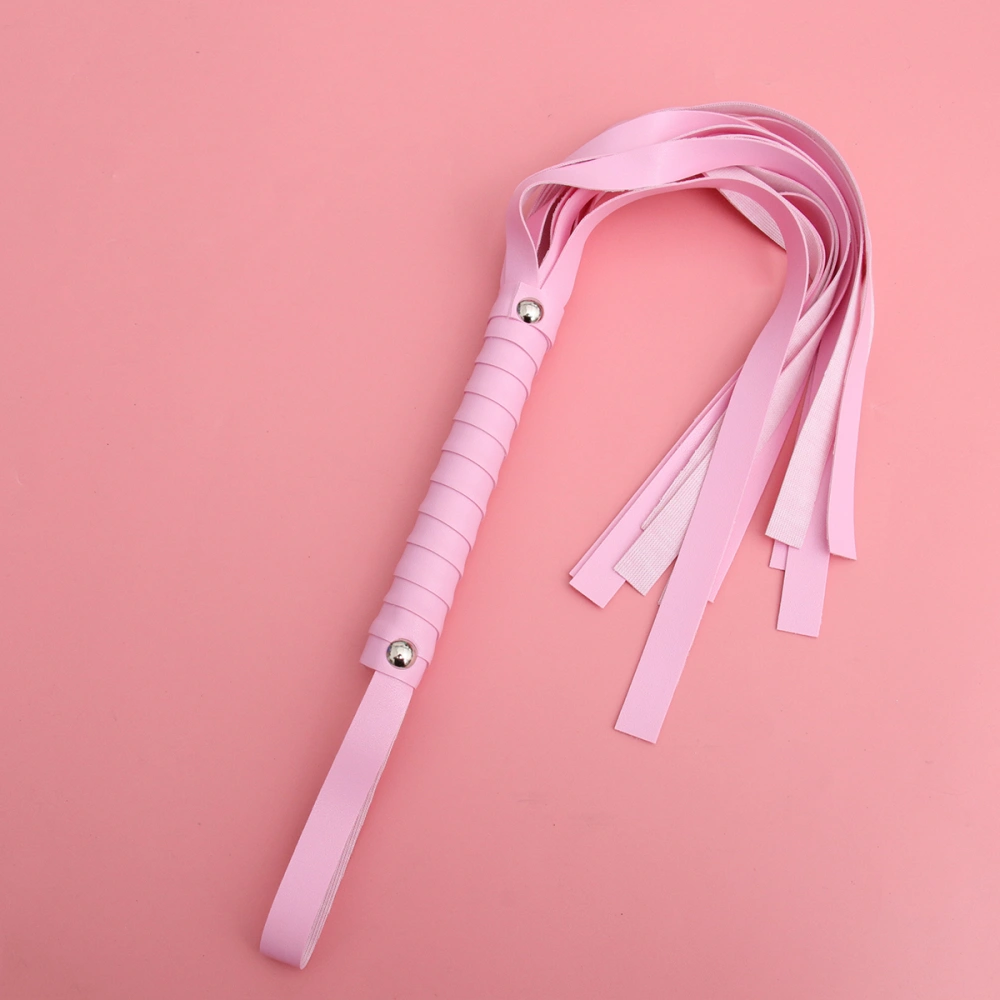 1Pc PU Leather Whip Sex Bondage Flogger Spanking Erotic Lash Sex Toy for Couples Adult Sex Games Riding Crop Party Performance Prop Role Play Whip Prop (Pink)