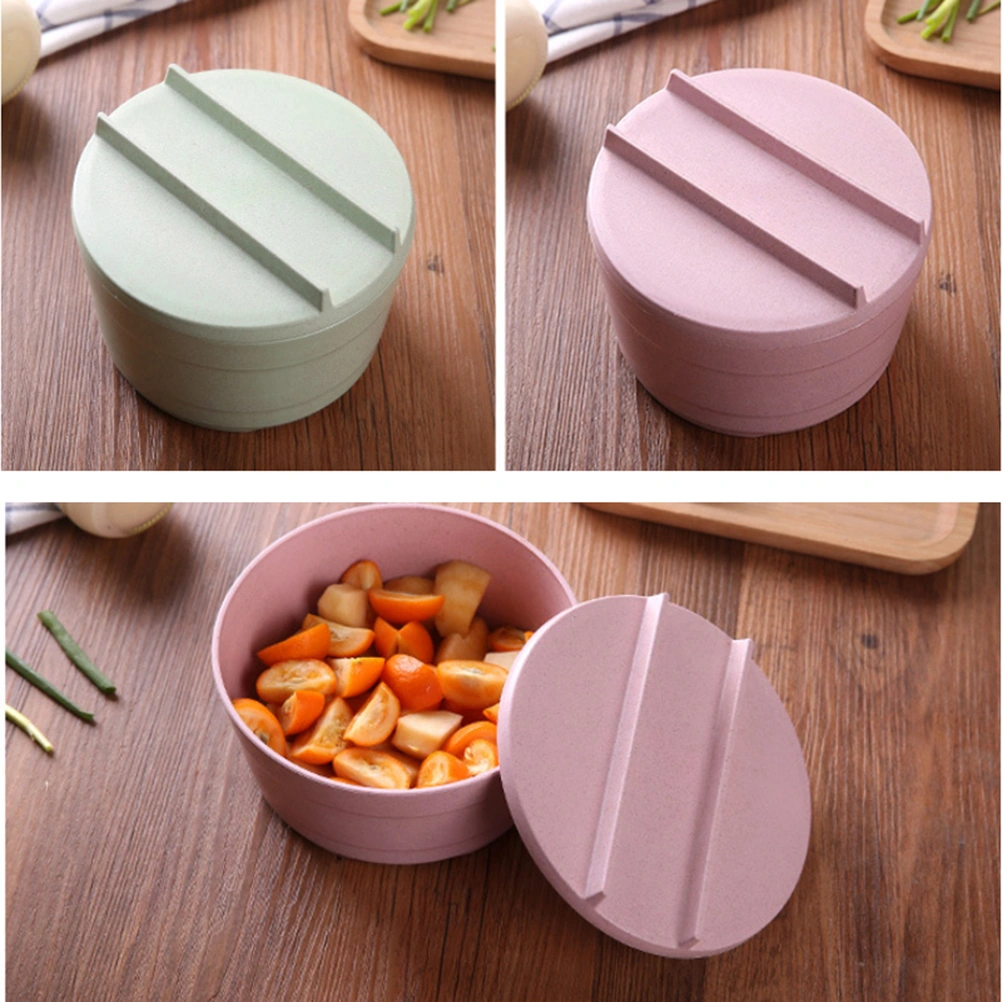 1pc Kitchen Household Wheat Starw Rice Noodle Bowl Kitchen Food Tableware for Home (Pink) A
