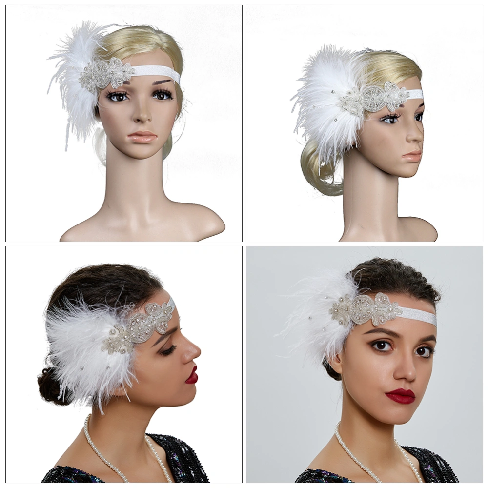 1pc Feather-decorative Forehead Headband Elegant Headdress Women Hairband