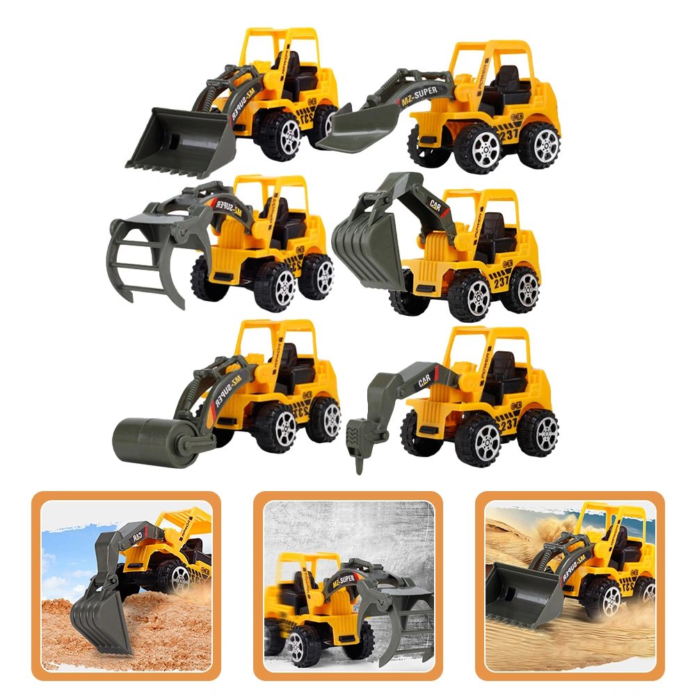 6Pcs Kids Excavator Toy Toddler Excavator Engineering Truck Toy Push Back Car Toddler Vehicle