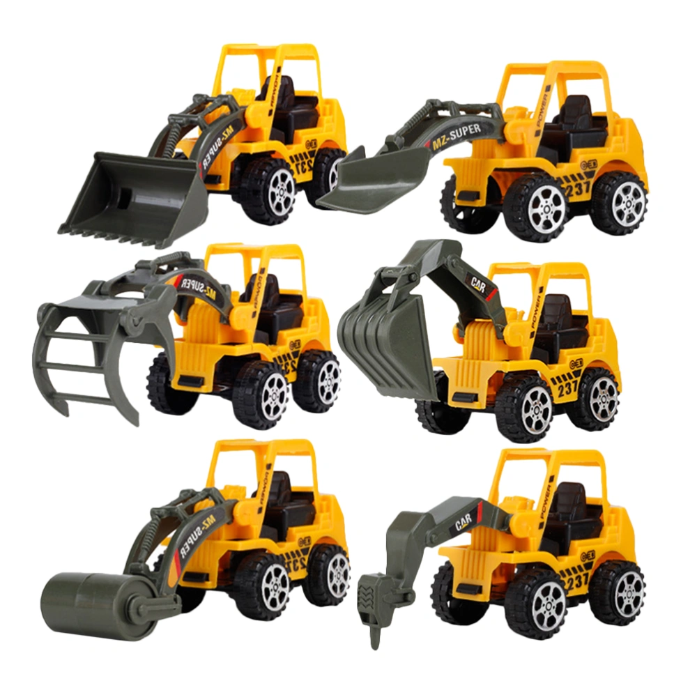 6Pcs Kids Excavator Toy Toddler Excavator Engineering Truck Toy Push Back Car Toddler Vehicle