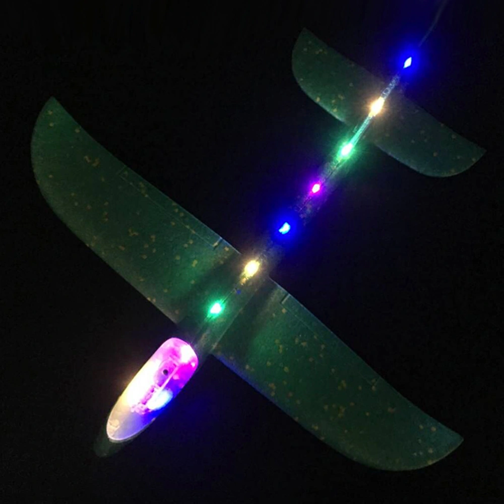 2pcs Kids Airplane Toy Hand Throw Aircraft Toys with Full Body Lights EPP Maneuver Throwing Glider Light Airplane Model (Random Color)