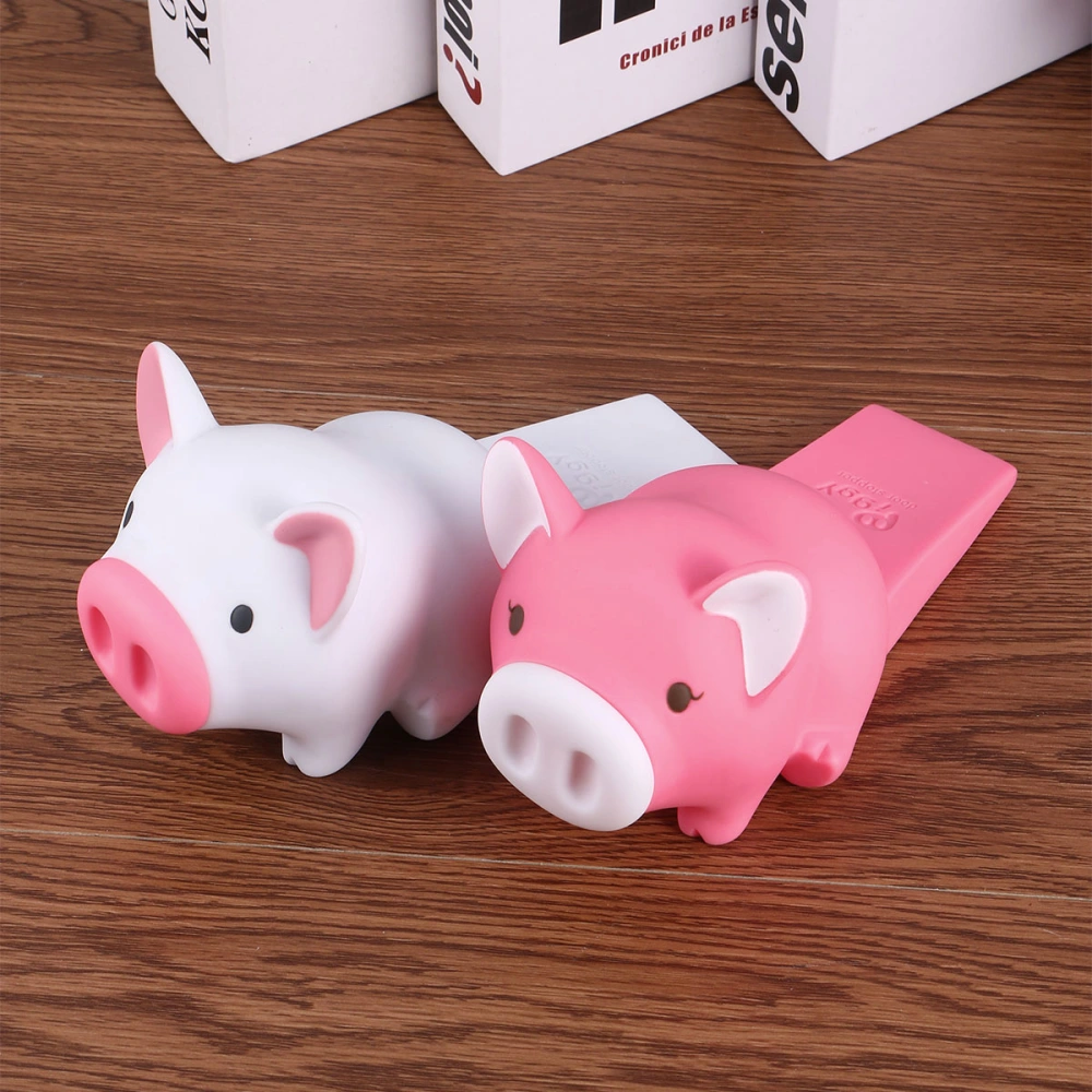 2pcs Pig Door Stopper Door Stop Baby Safety Products Cartoon Anti-pinch PVC Door Bottom Door Stopper (Pink and White)