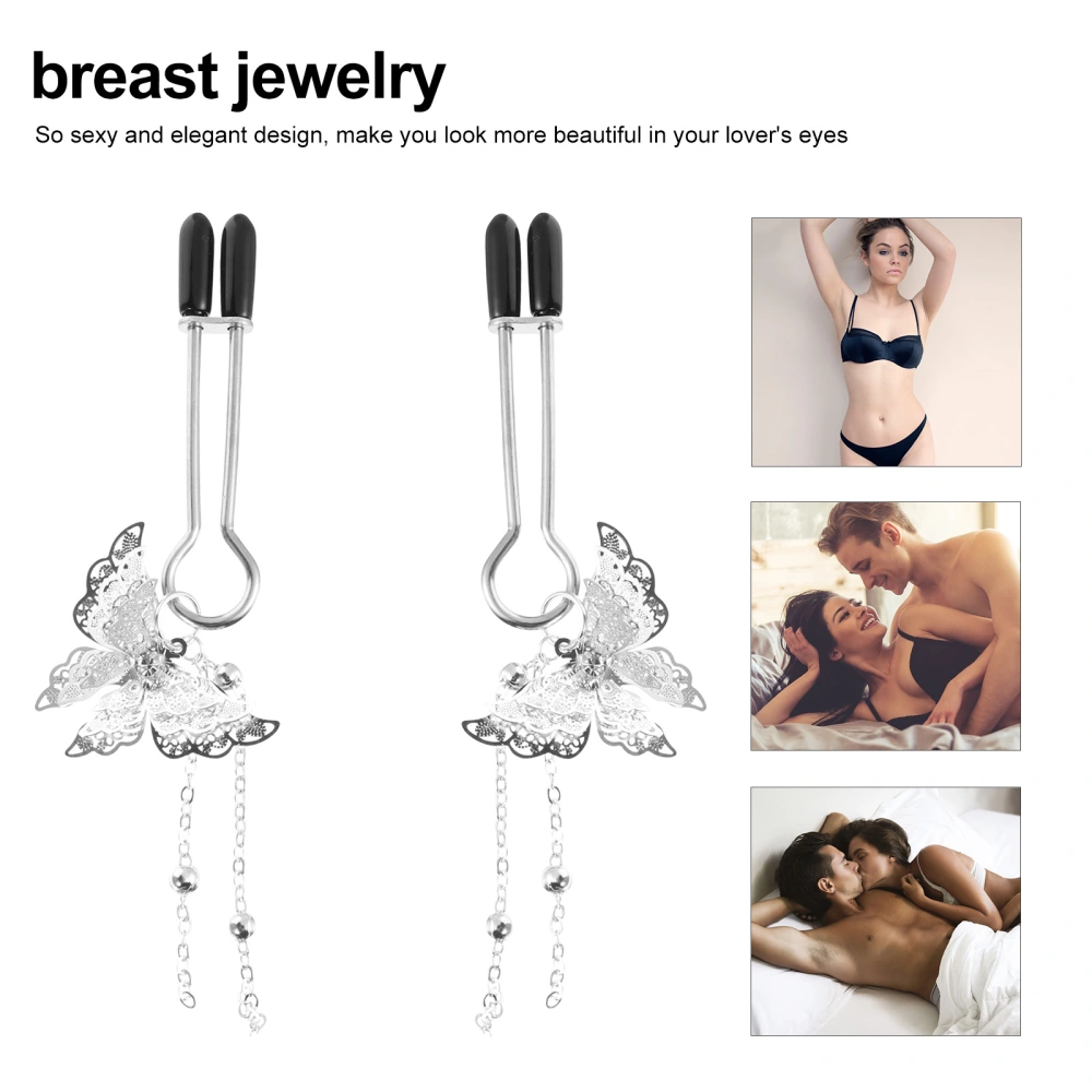 1 Pair Butterflies Breast Ring with Tassel Body Piercing Jewelry Adults Sex Toy