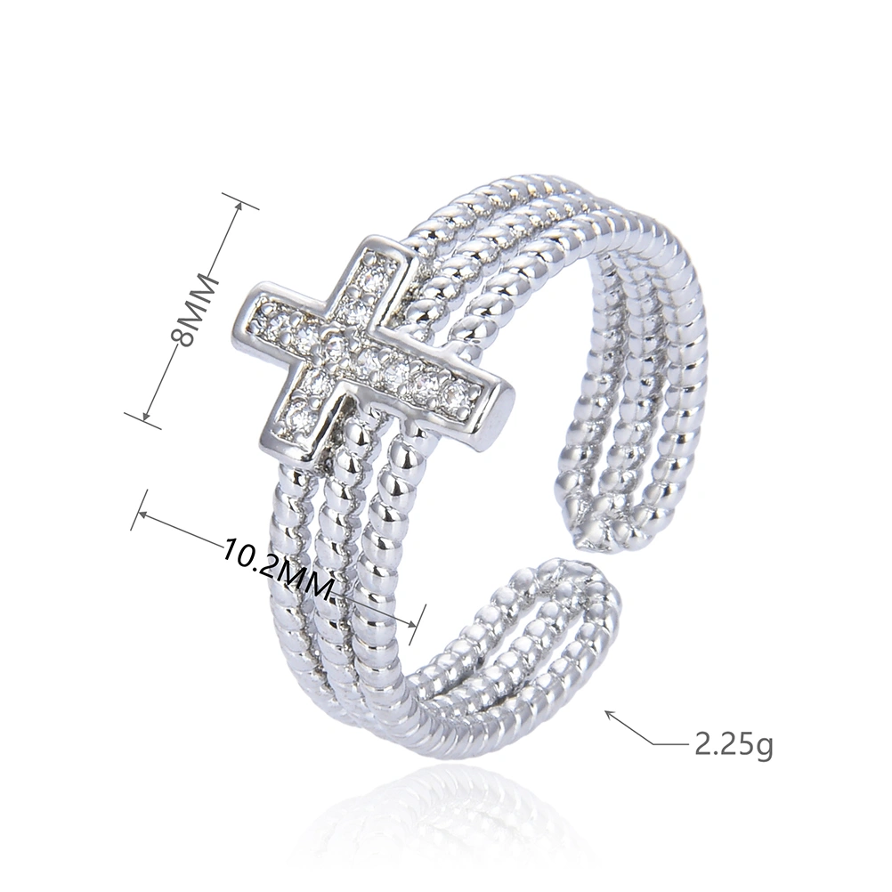 2pcs Rhinestone Cross Rings Adjustable Open Rings Finger Rings for Women