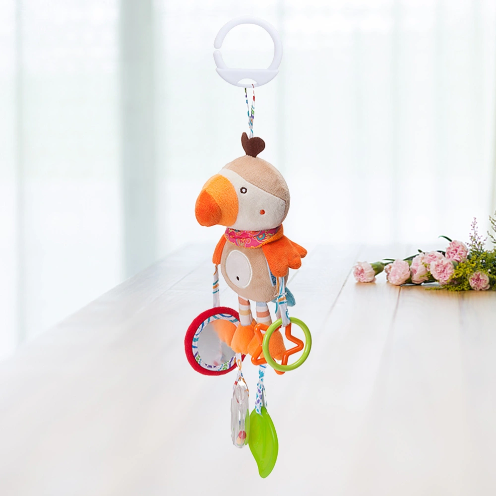 Multifunctional Animal Bed Bell Cartoon Stroller Pendant Appease Doll Kids Plush Stuffed Toy Pacified Toy for Baby (Parrot)