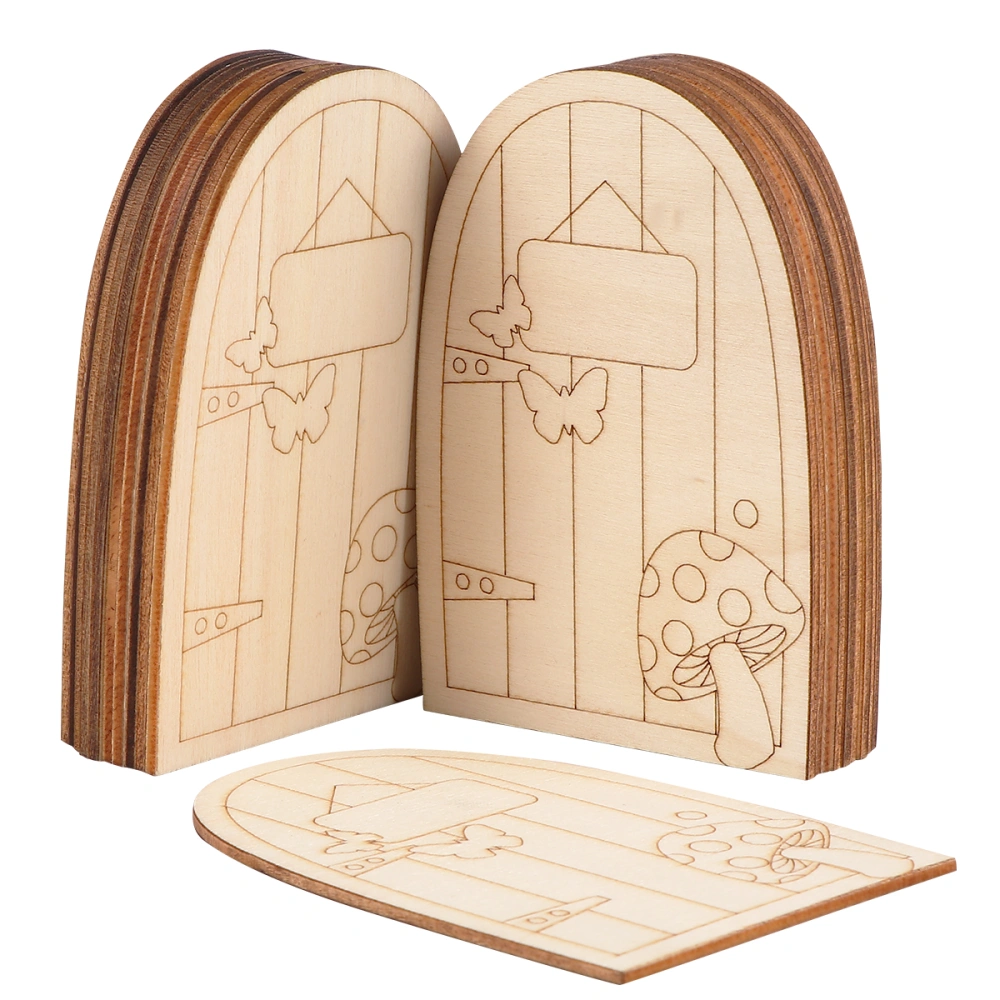 20pcs Mushroom Elf Door with Message Board Wooden Fairy Door Creative Garden Adornment Miniature Decoration