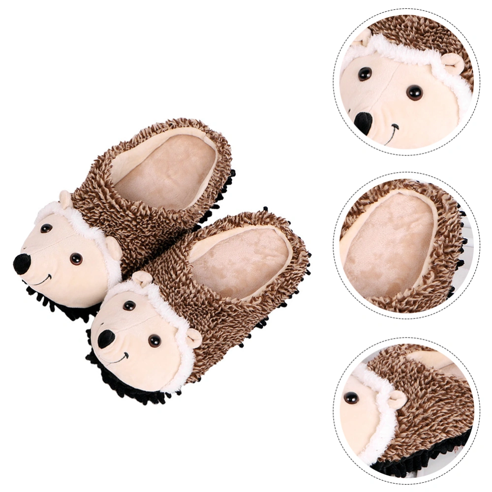 1 Pair Cartoon Hedgehog Slippers Winter Indoor Slippers Warm Plush Slippers