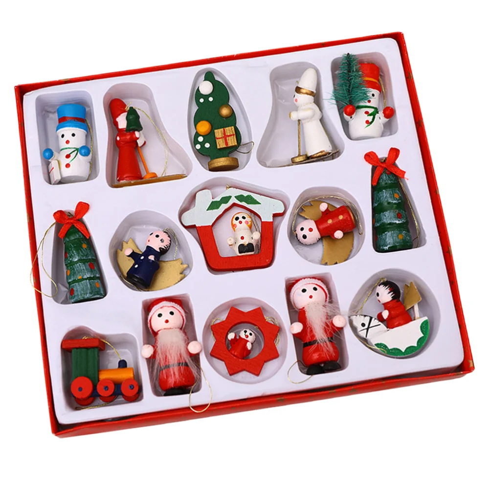 15pcs Christmas Hangings Decor Creative Xmas Elements Pendant Kit Party Supplies