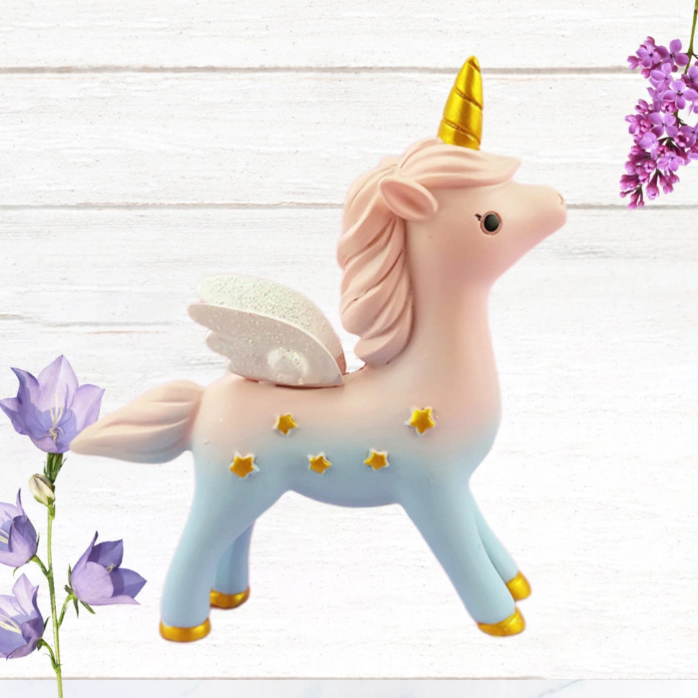 1PC Cartoon Unicorn Crafts Resin Unicorn Desktop Ornaments Unicorn Cake Baking Decorations Creative Car Decorations Style A