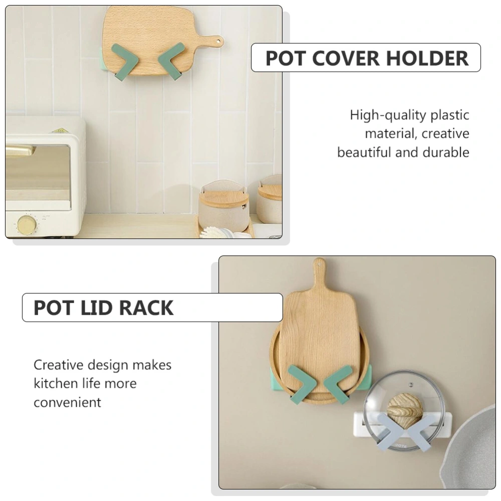 1Pc No Drilling Pot Lid Rack Wall-mounted Adjustable Cutting Board Rack (Light Green)