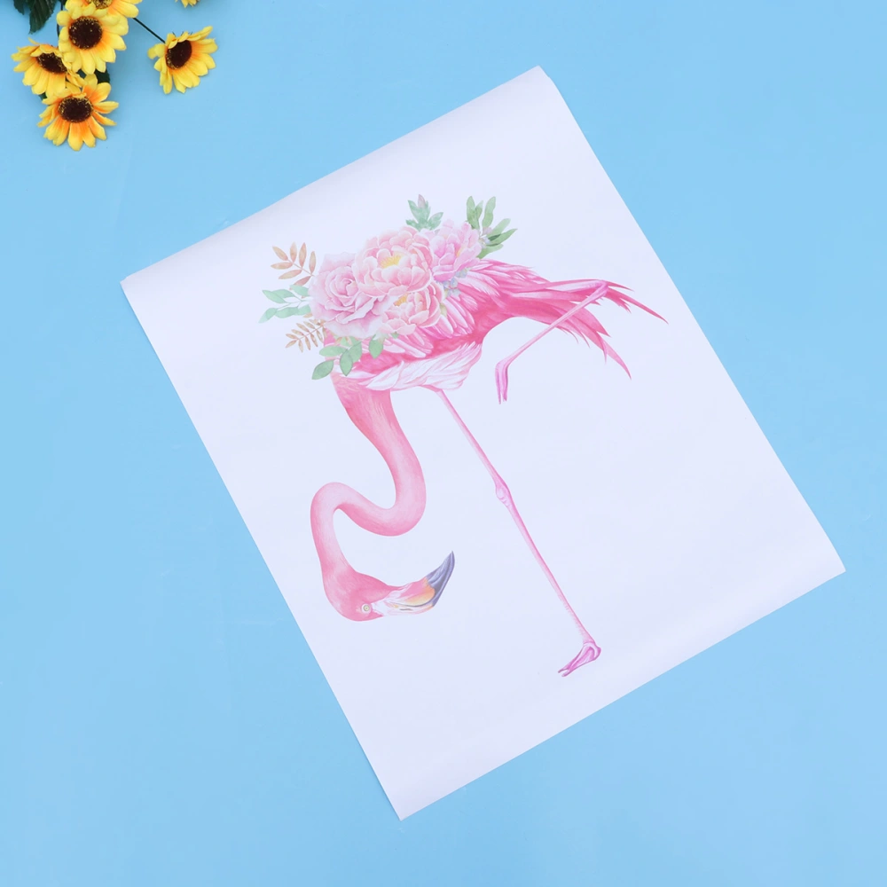 Pink Flamingo Decor Painting Simple Beautiful Flower Leaf Wall Decor for Home Store Hotel (40x50cm, Without Frame)