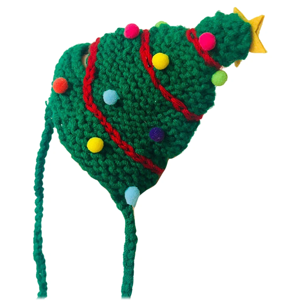 Christmas Tree Pet Hat Knitted Cat Pet Decorative Hat Adorable Headwear for Pet Cat Kitten Dog Puppy (Size S)