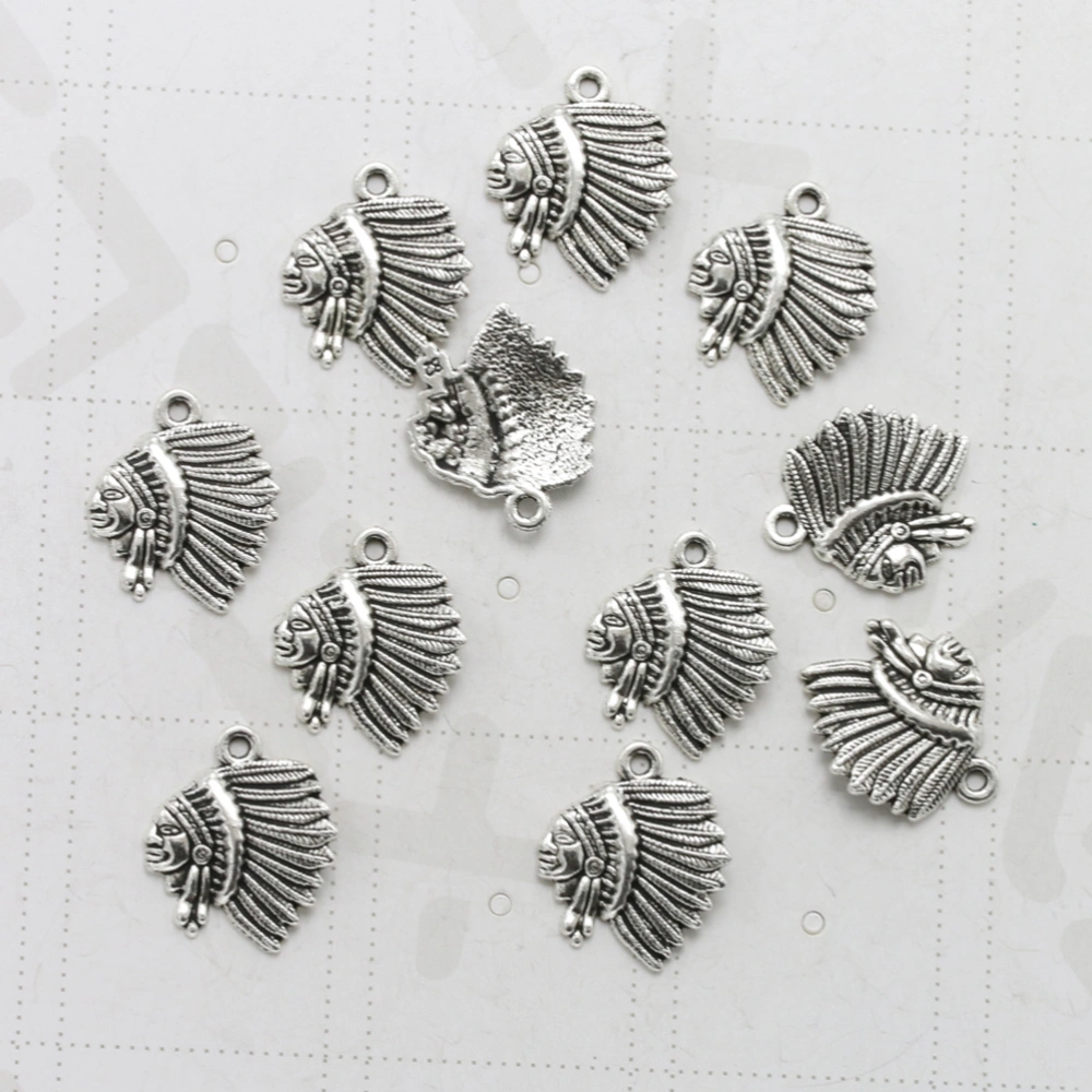 20pcs Alloy Indian People's Head Portrait Pendants Charms DIY Jewelry Making Accessory for Necklace Bracelet (Antique Silver)