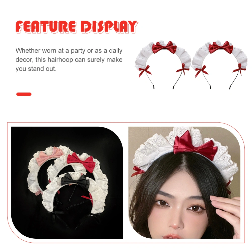 2 Pcs Hair Hoops Girls Party Headdress Female Cosplay Hairhoops Bows Headwear