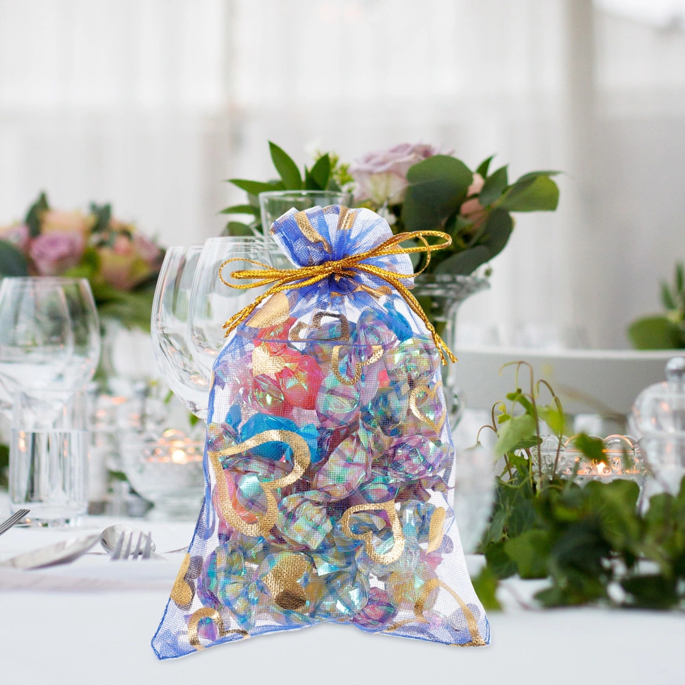 100pcs Organza Candy Bags Wedding Gift Bags Love Printing Drawstring Pouches