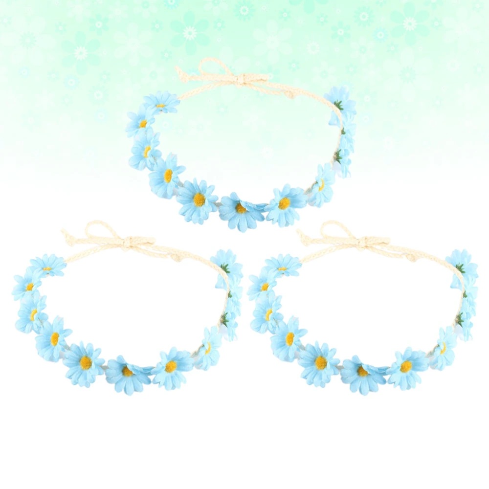 3pcs Creative Headband Hawaii Headpiece Simulation Flower Hair Garland Wreath for Festival Party Holidays Photo Taking Wedding (Blue)